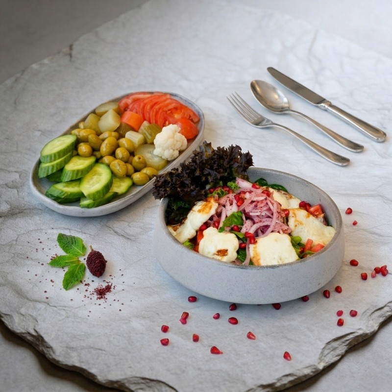 Rocca with Halloumi cheese