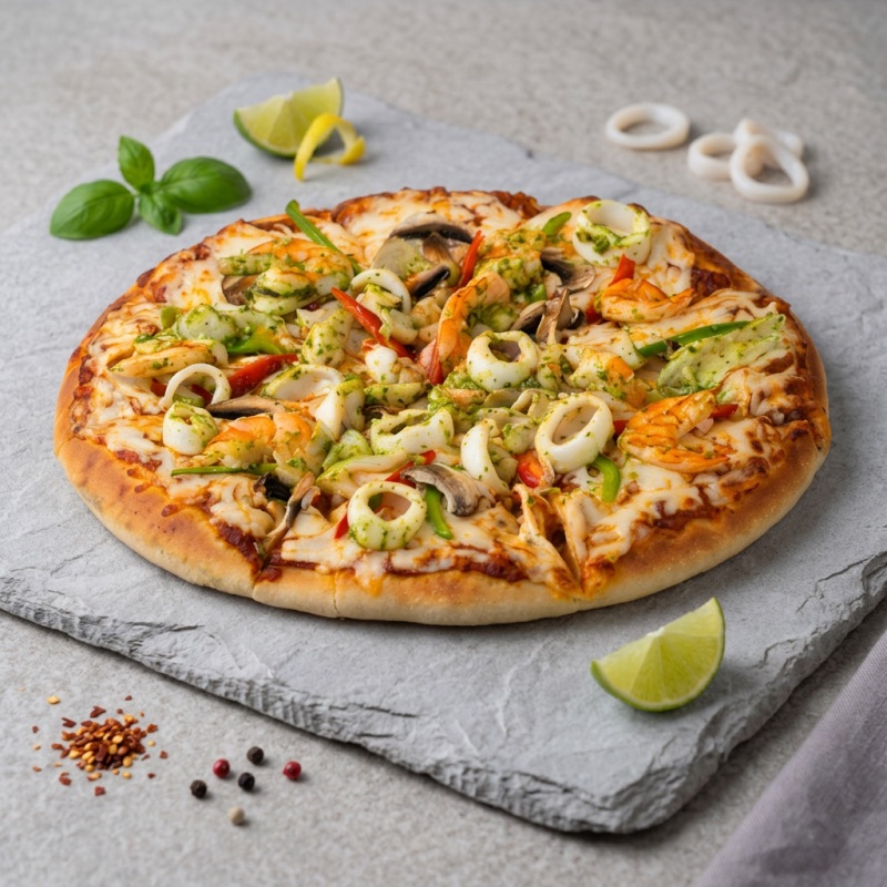 Seafood pizza